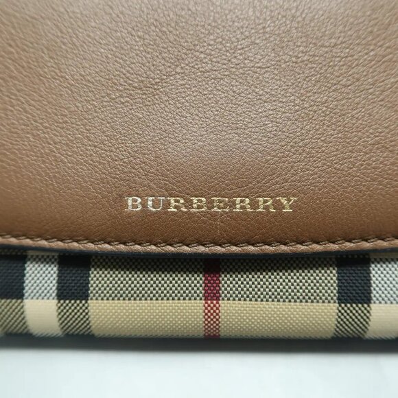 Burberry Brown Leather&Cloth Shoulder Bag 615-123024 - Picture 8 of 12